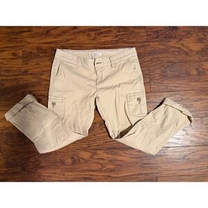 Hollister Cargo Capris Tan Khaki Women's Size 0‎ Cropped Utility Pants